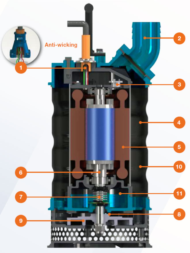 Ski pumps diagram labeled 1–11